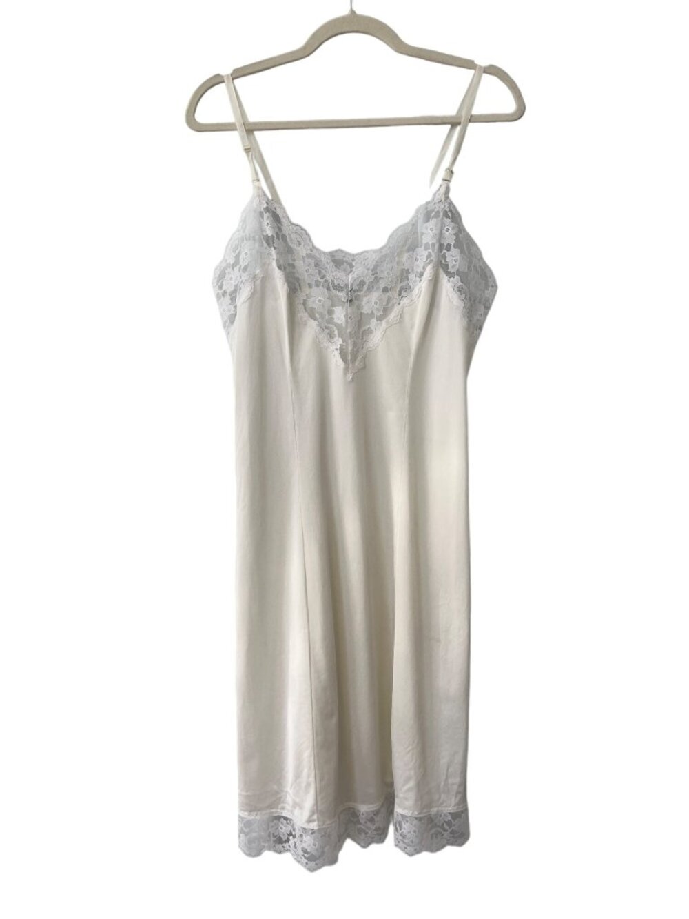 Vintage 50s Ashley Taylor Slip Size 34 Small Lace Trim White Fairy Coquette